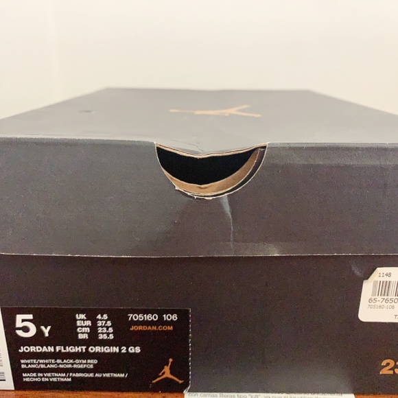 Jordan Flight origin 2 GS White-Black-GYM Red ( New) - Picture 2 of 9